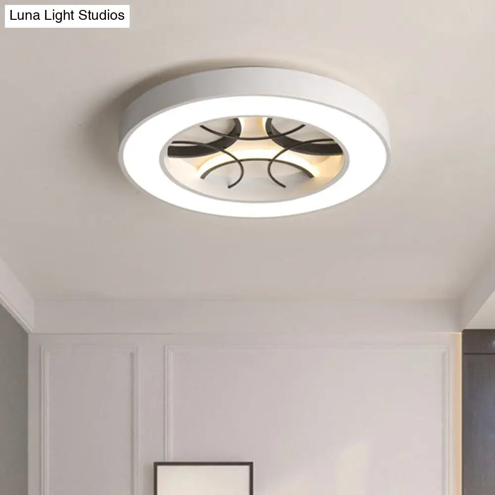 16/19.5 Modern White Led Flush Light Fixture - Round Metal Ceiling Lamp With Warm/White/3 Color / 16