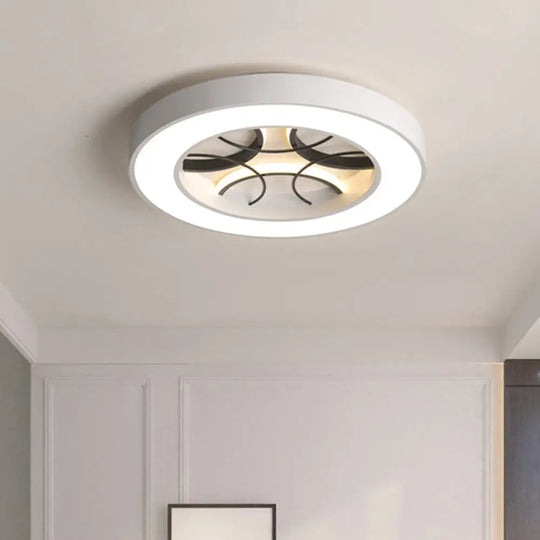 16’/19.5’ Modern White Led Flush Light Fixture - Round Metal Ceiling Lamp With Warm/White/3