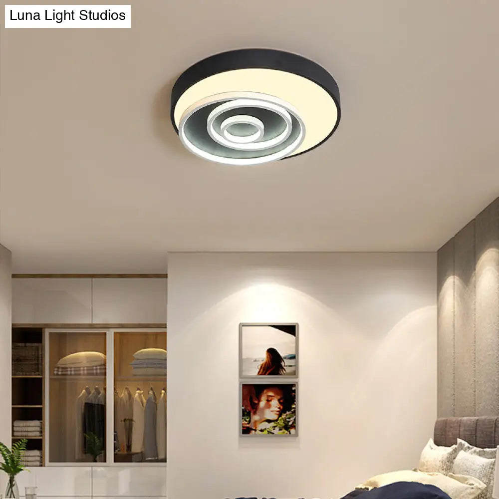 16/19.5 Multi-Ring Flush Mount Fixture In Black - Acrylic 1 Light Round Ceiling Lights With