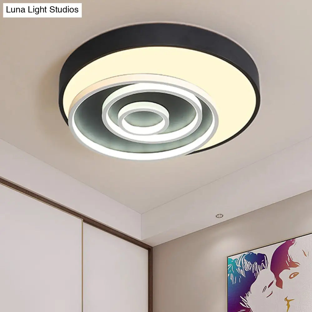 16/19.5 Multi-Ring Flush Mount Fixture In Black - Acrylic 1 Light Round Ceiling Lights With