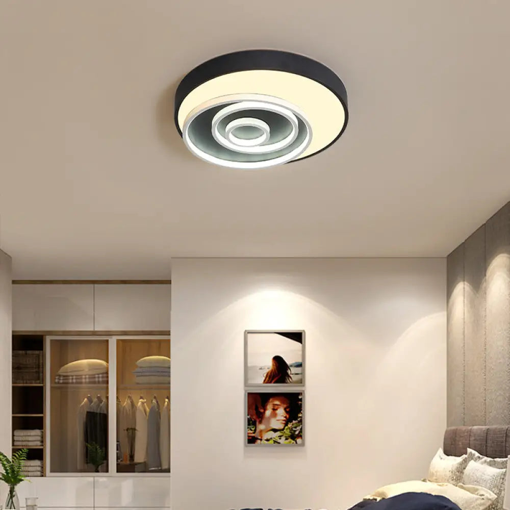 16’/19.5’ Multi - Ring Flush Mount Fixture In Black - Acrylic 1 Light Round Ceiling Lights With