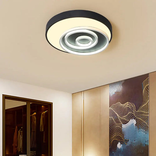 16’/19.5’ Multi - Ring Flush Mount Fixture In Black - Acrylic 1 Light Round Ceiling Lights With