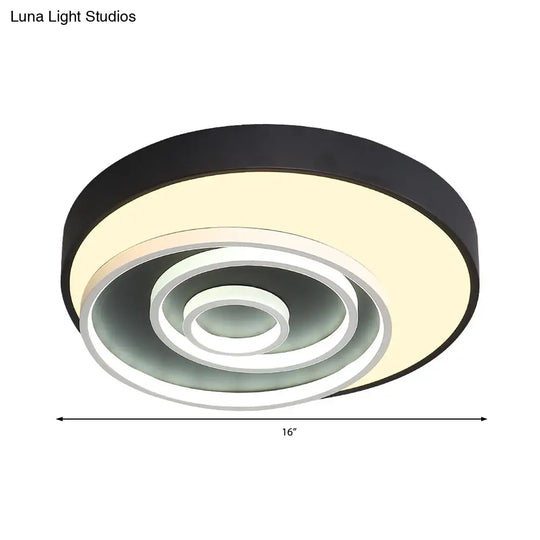 16’/19.5’ Multi - Ring Flush Mount Fixture In Black - Acrylic 1 Light Round Ceiling Lights With