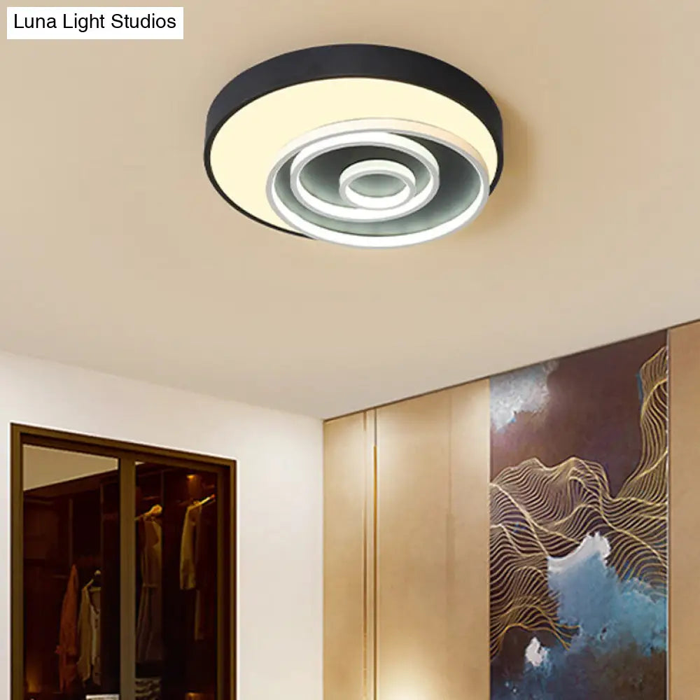 16/19.5 Multi-Ring Flush Mount Fixture In Black - Acrylic 1 Light Round Ceiling Lights With