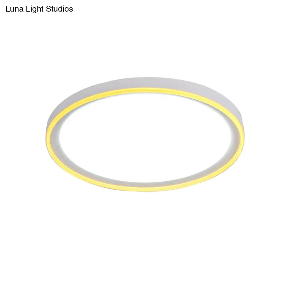 16’/19.5’ Nordic Metal Round Flush Light With Acrylic Shade - White/Pink/Yellow Led Ceiling