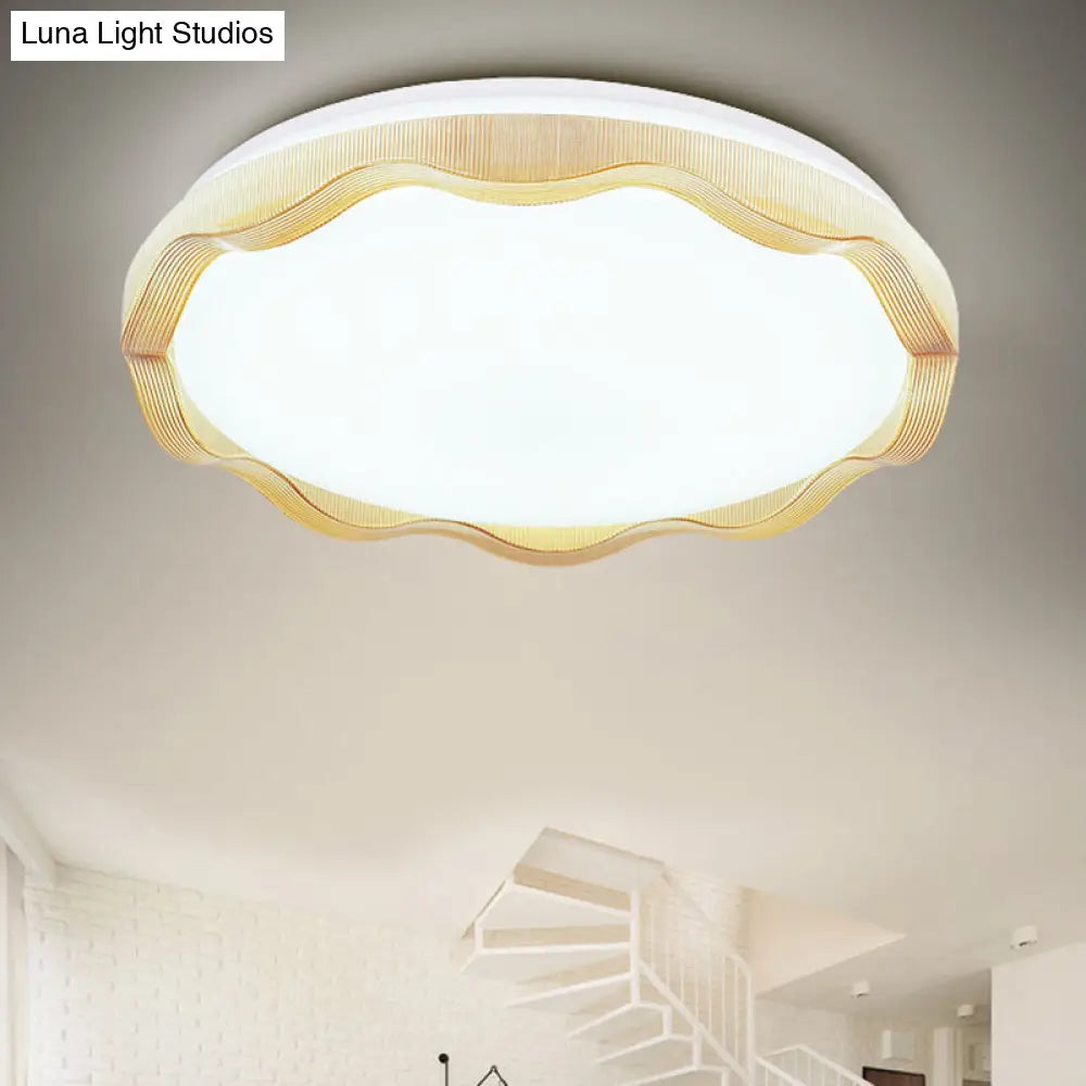 16/19.5 Simple Style Scalloped Ceiling Lamp With Acrylic Diffuser - White/Blue/Gold Flush Light