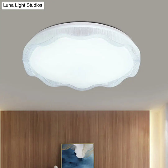 16/19.5 Simple Style Scalloped Ceiling Lamp With Acrylic Diffuser - White/Blue/Gold Flush Light