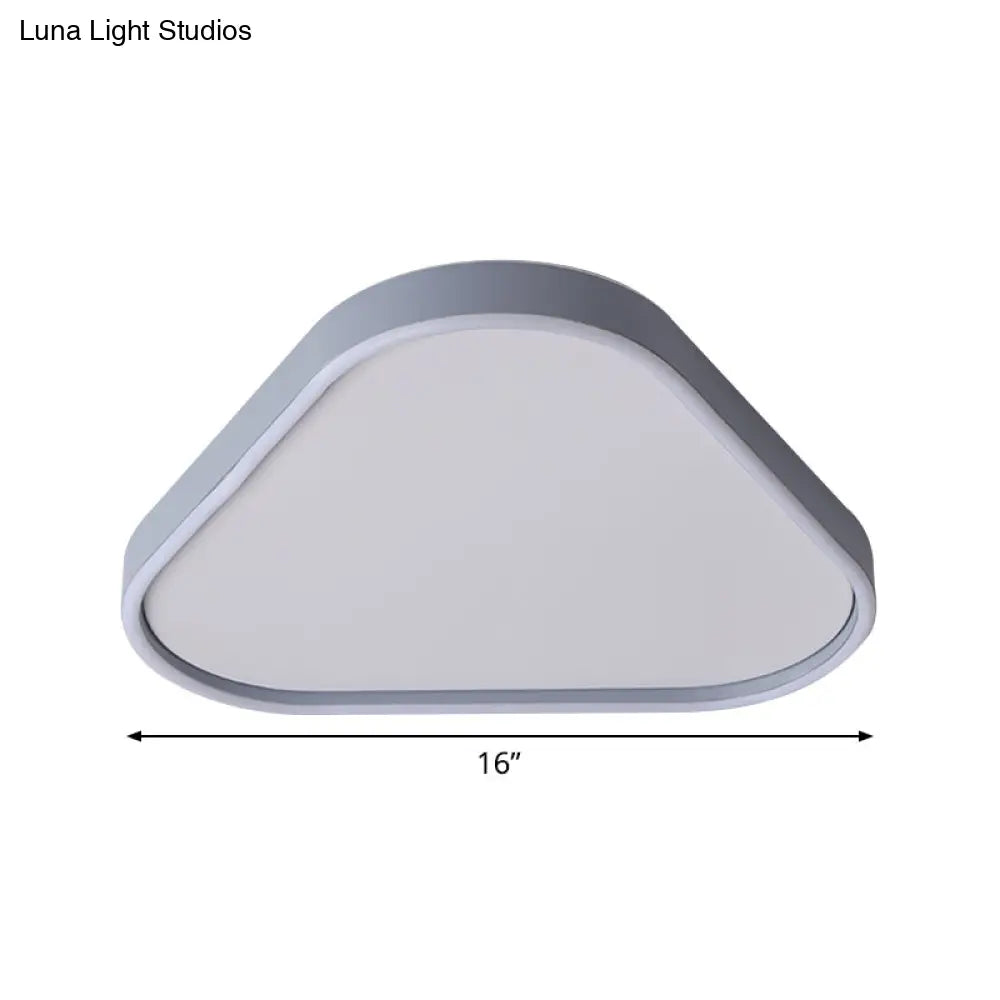 16/19.5 Triangle Bedroom Flush Light Fixture Acrylic Led Ceiling Lamp In Grey Warm/White
