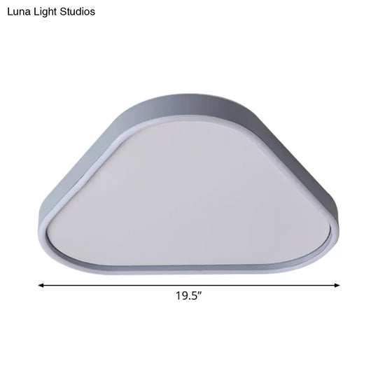 16/19.5 Triangle Bedroom Flush Light Fixture Acrylic Led Ceiling Lamp In Grey Warm/White