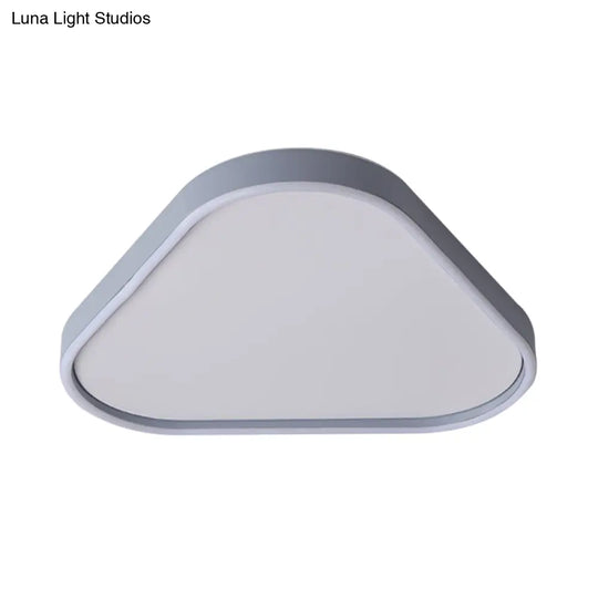 16’/19.5’ Triangle Bedroom Flush Light Fixture Acrylic Led Ceiling Lamp In Grey Warm/White