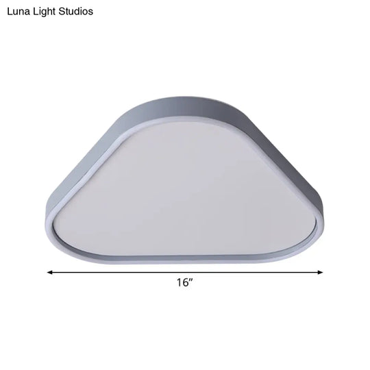 16’/19.5’ Triangle Bedroom Flush Light Fixture Acrylic Led Ceiling Lamp In Grey Warm/White