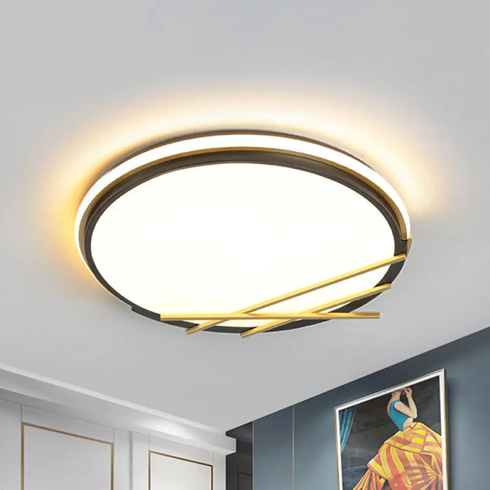 16’/19.5’ W Acrylic Round Flush Led Light Fixture In Black - Nordic Design Warm/White Lighting