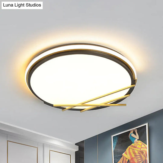 16/19.5 W Acrylic Round Flush Led Light Fixture In Black - Nordic Design Warm/White Lighting / 16