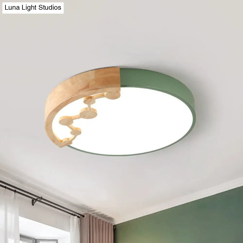 16/19.5 W Led Living Room Ceiling Light With Pink/Yellow/Blue Metal Shade In Warm/White Green / 16