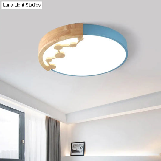 16’/19.5’ W Led Living Room Ceiling Light With Pink/Yellow/Blue Metal Shade In Warm/White