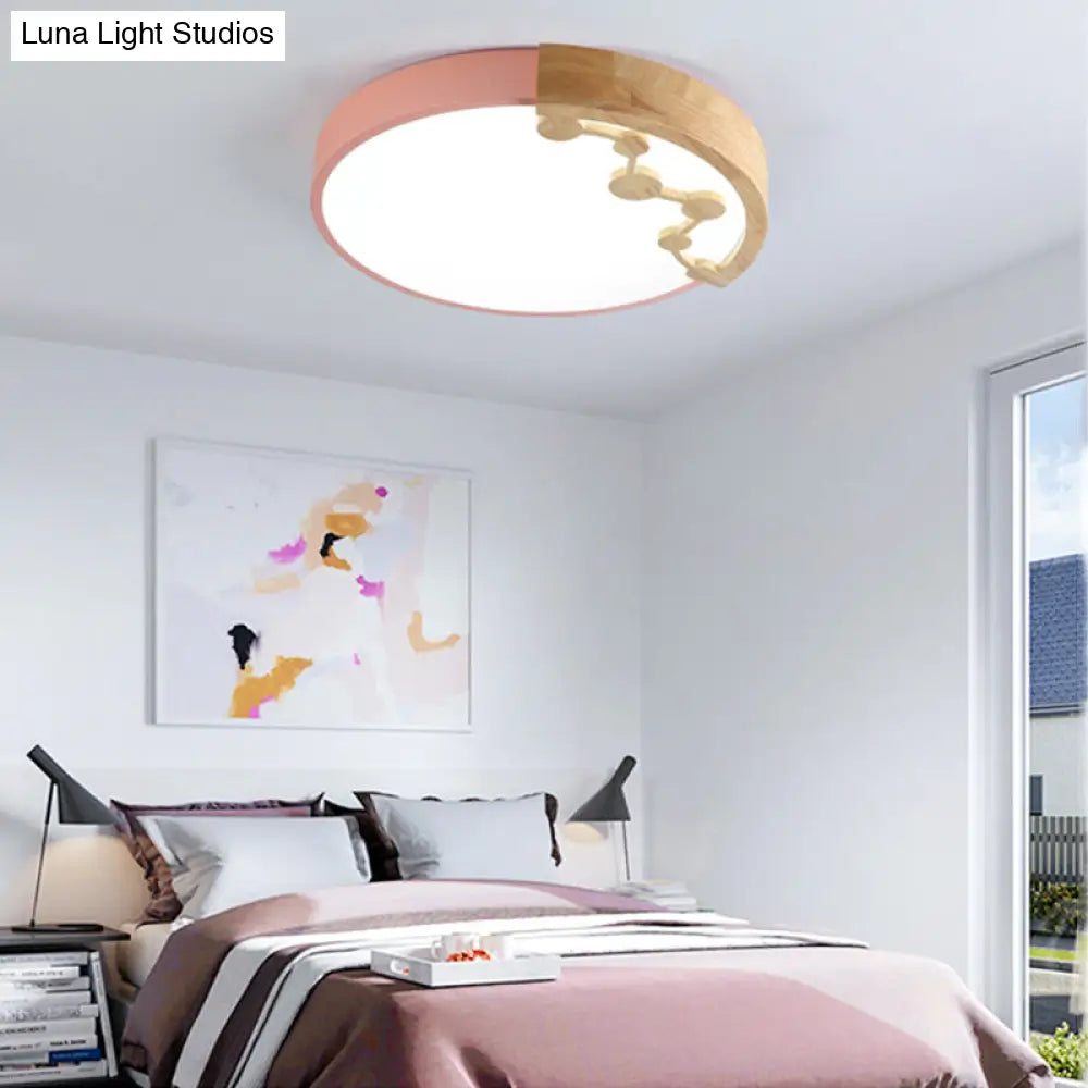 16/19.5 W Led Living Room Ceiling Light With Pink/Yellow/Blue Metal Shade In Warm/White
