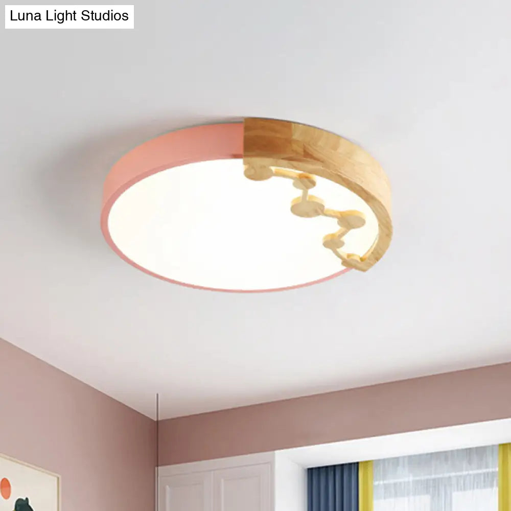 16/19.5 W Led Living Room Ceiling Light With Pink/Yellow/Blue Metal Shade In Warm/White