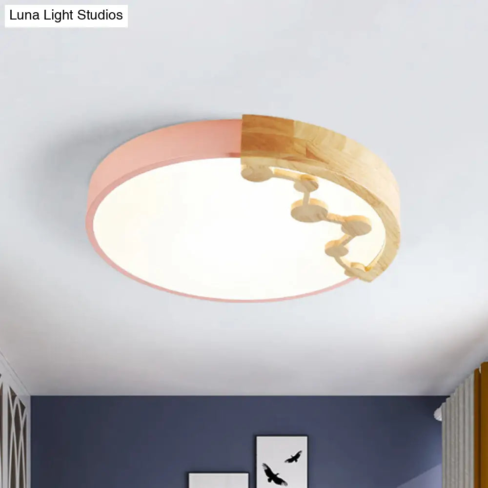 16’/19.5’ W Led Living Room Ceiling Light With Pink/Yellow/Blue Metal Shade In Warm/White