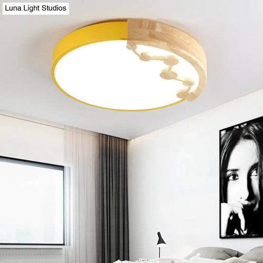 16’/19.5’ W Led Living Room Ceiling Light With Pink/Yellow/Blue Metal Shade In Warm/White
