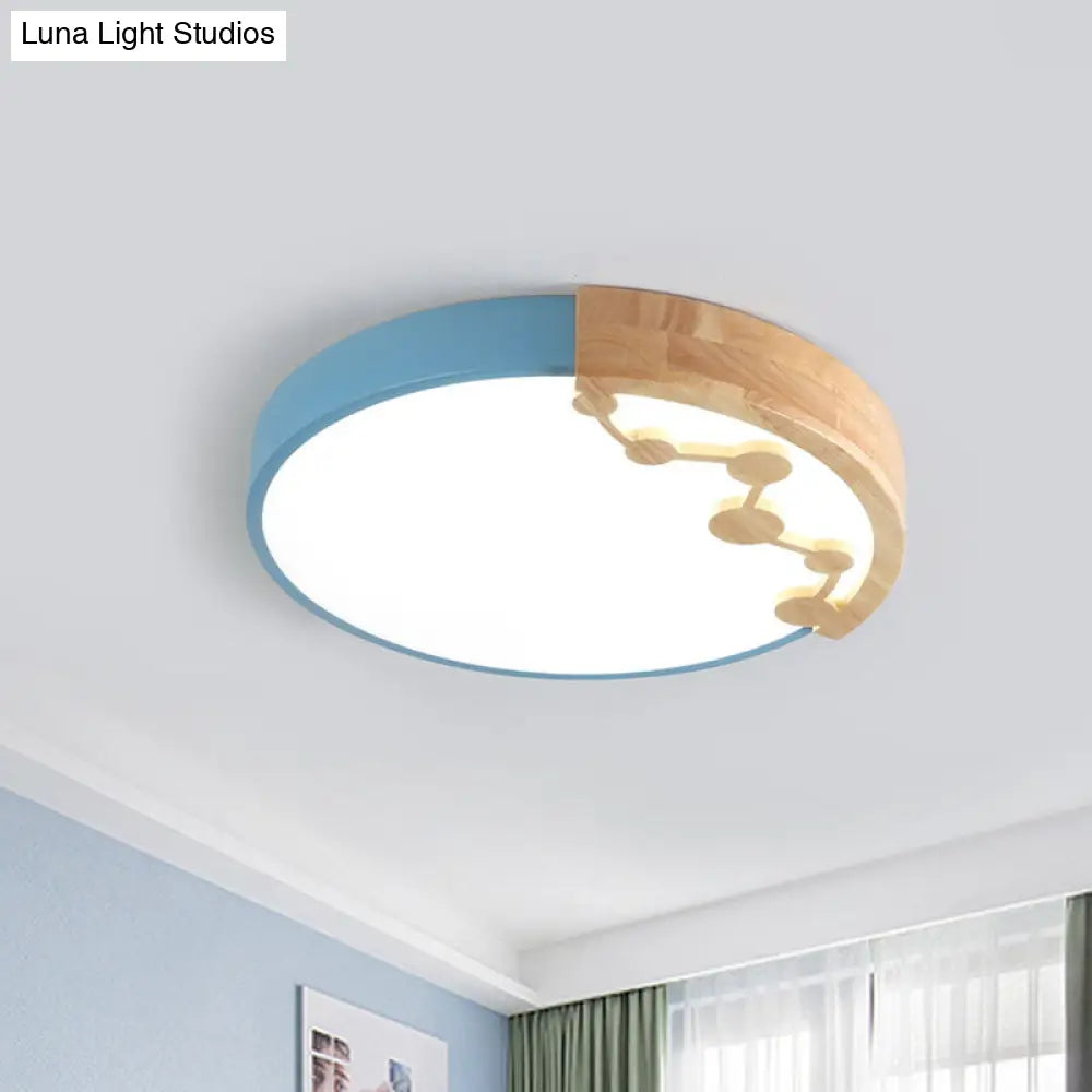16/19.5 W Led Living Room Ceiling Light With Pink/Yellow/Blue Metal Shade In Warm/White Blue / 16