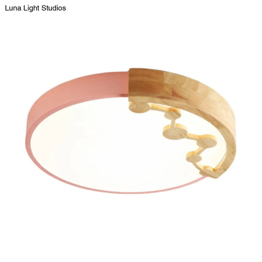 16’/19.5’ W Led Living Room Ceiling Light With Pink/Yellow/Blue Metal Shade In Warm/White