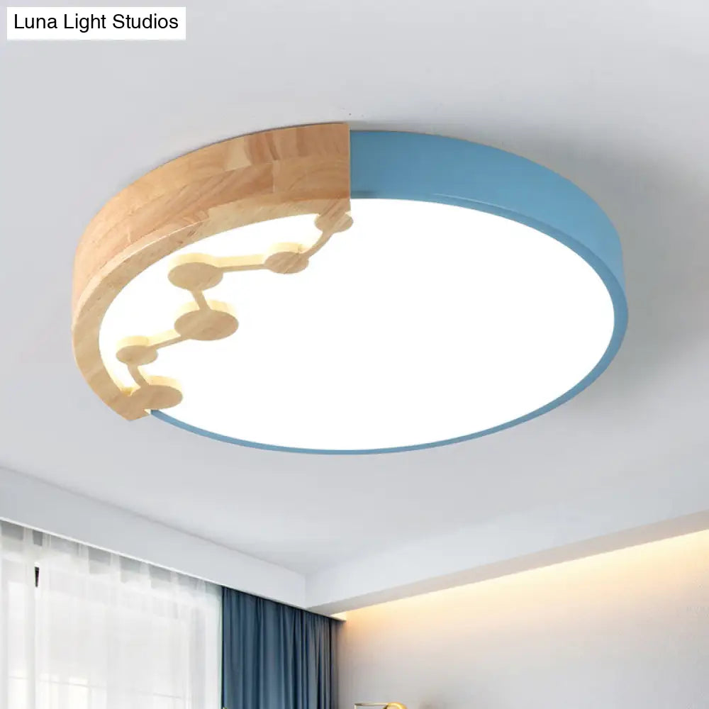 16’/19.5’ W Led Living Room Ceiling Light With Pink/Yellow/Blue Metal Shade In Warm/White