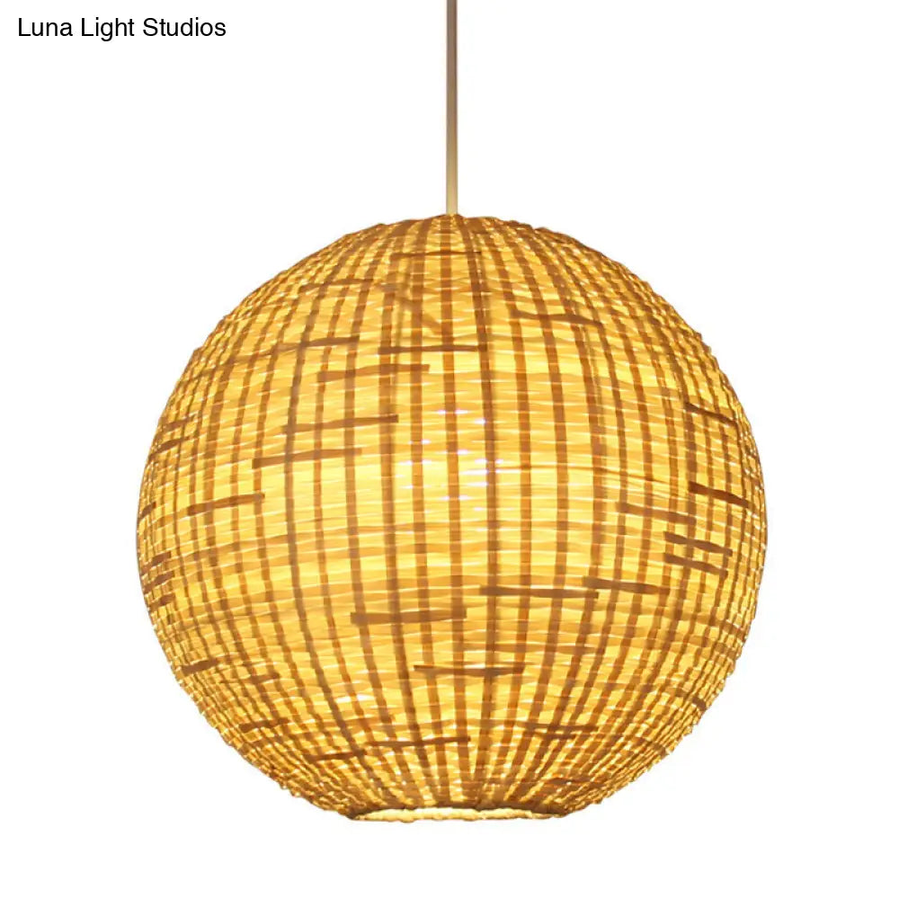 16/19.5 Wide 1-Light Dining Room Ceiling Light - Asia Beige Suspension Pendant With Bamboo Shade