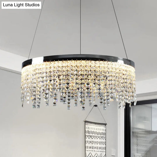 16/19.5 Modern Chrome Round Down Lamp Ceiling Chandelier With Beveled Crystal And Led In Warm/White