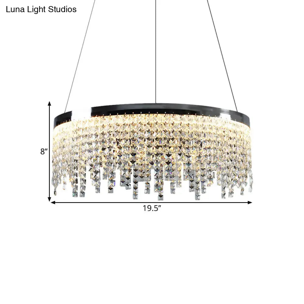 16/19.5 Modern Chrome Round Down Lamp Ceiling Chandelier With Beveled Crystal And Led In Warm/White