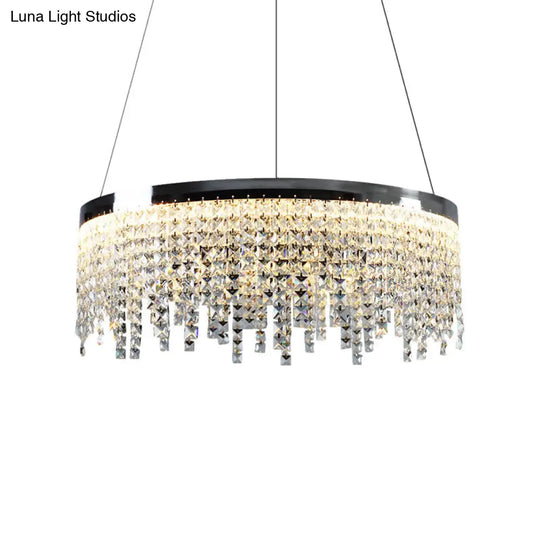 16/19.5 Modern Chrome Round Down Lamp Ceiling Chandelier With Beveled Crystal And Led In Warm/White