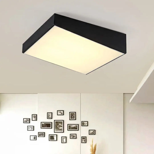 16’/19.5’ Wide Contemporary Led Metal Shade Flush Lighting - White/Black Trapezoid Mount Light