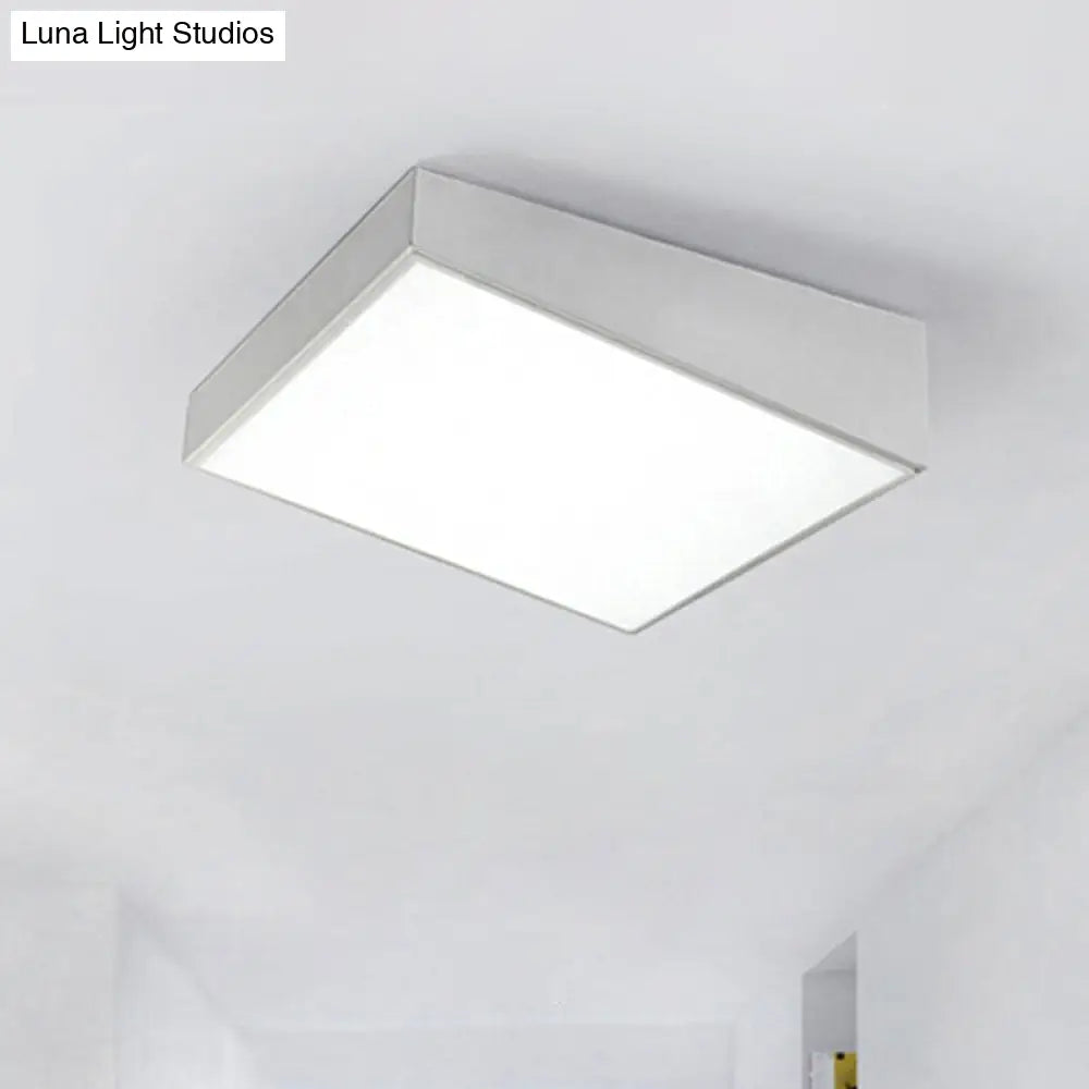 16/19.5 Wide Contemporary Led Metal Shade Flush Lighting - White/Black Trapezoid Mount Light In