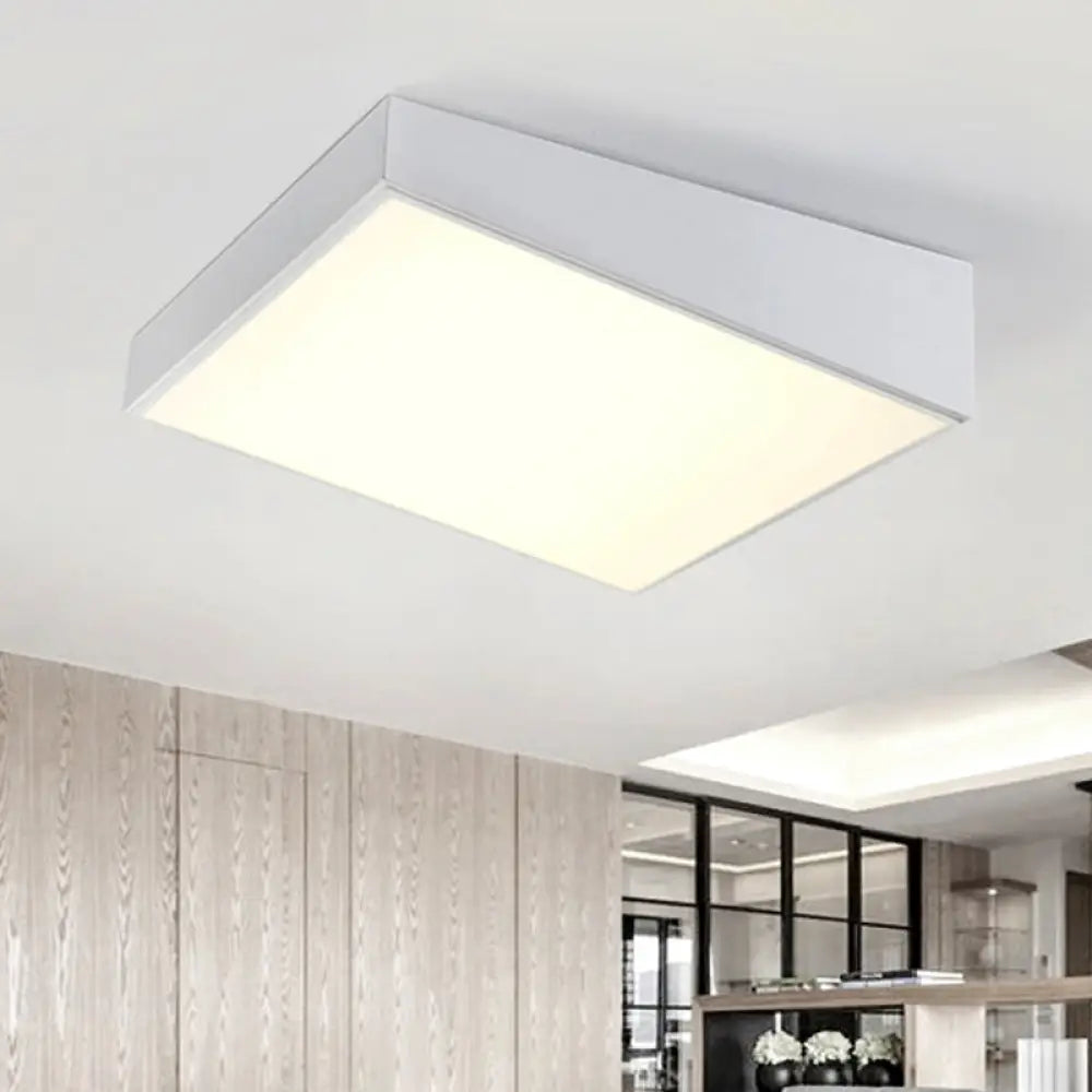 16’/19.5’ Wide Contemporary Led Metal Shade Flush Lighting - White/Black Trapezoid Mount Light