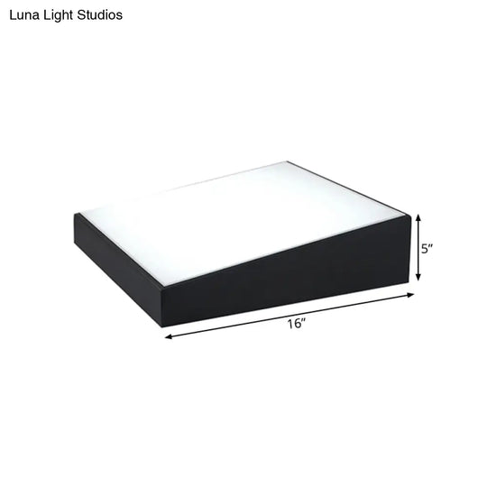 16’/19.5’ Wide Contemporary Led Metal Shade Flush Lighting - White/Black Trapezoid Mount Light