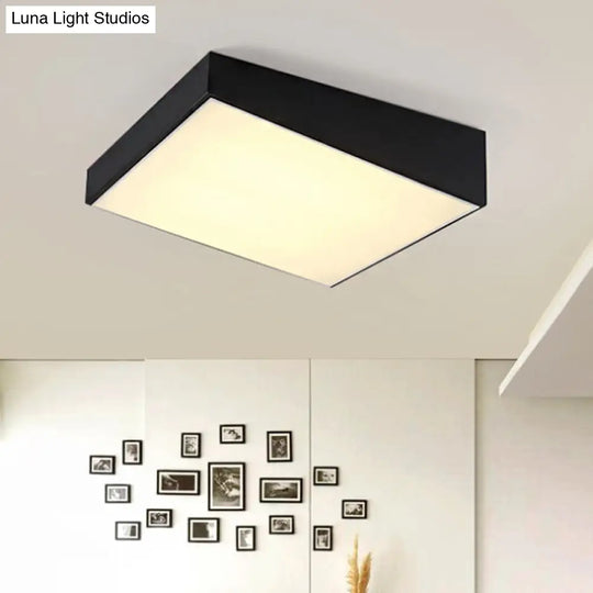 16/19.5 Wide Contemporary Led Metal Shade Flush Lighting - White/Black Trapezoid Mount Light In