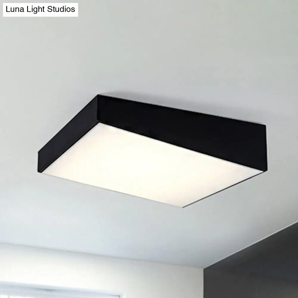 16/19.5 Wide Contemporary Led Metal Shade Flush Lighting - White/Black Trapezoid Mount Light In