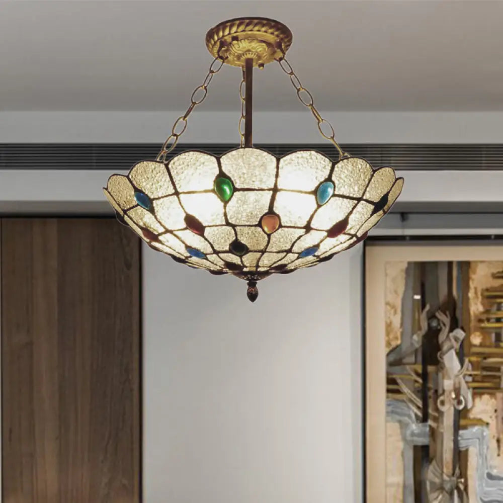 16’/19.5’ Wide Peacock Pendant Light Inverted Chandelier With Colorful Jewelry – Traditional