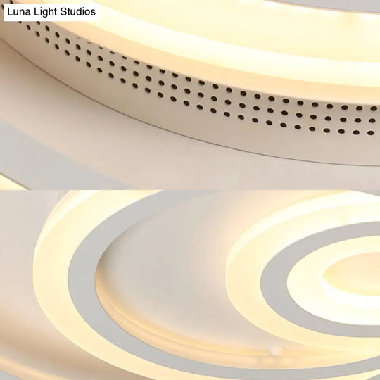 16/19.5 Wide Ripple Acrylic Flush Mount Led Ceiling Light Minimalist White Warm/White/3-Color