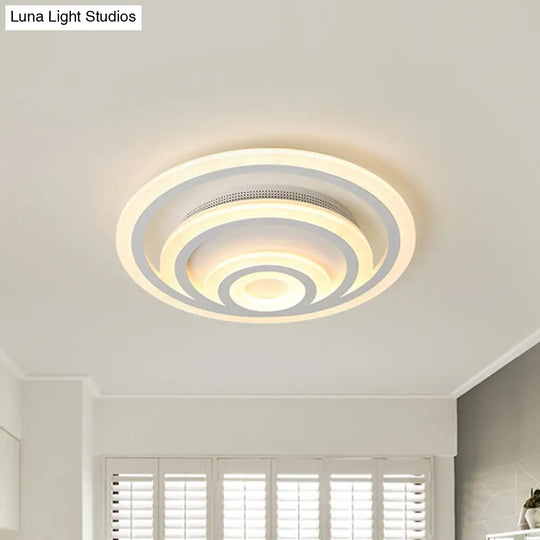 16/19.5 Wide Ripple Acrylic Flush Mount Led Ceiling Light Minimalist White Warm/White/3-Color