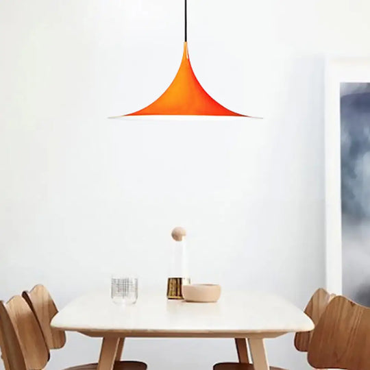 16’’/19’’W Trumpet Pendant Lighting Simplicity Metal 1 Light Black/Grey/White Hanging Orange / 16’’