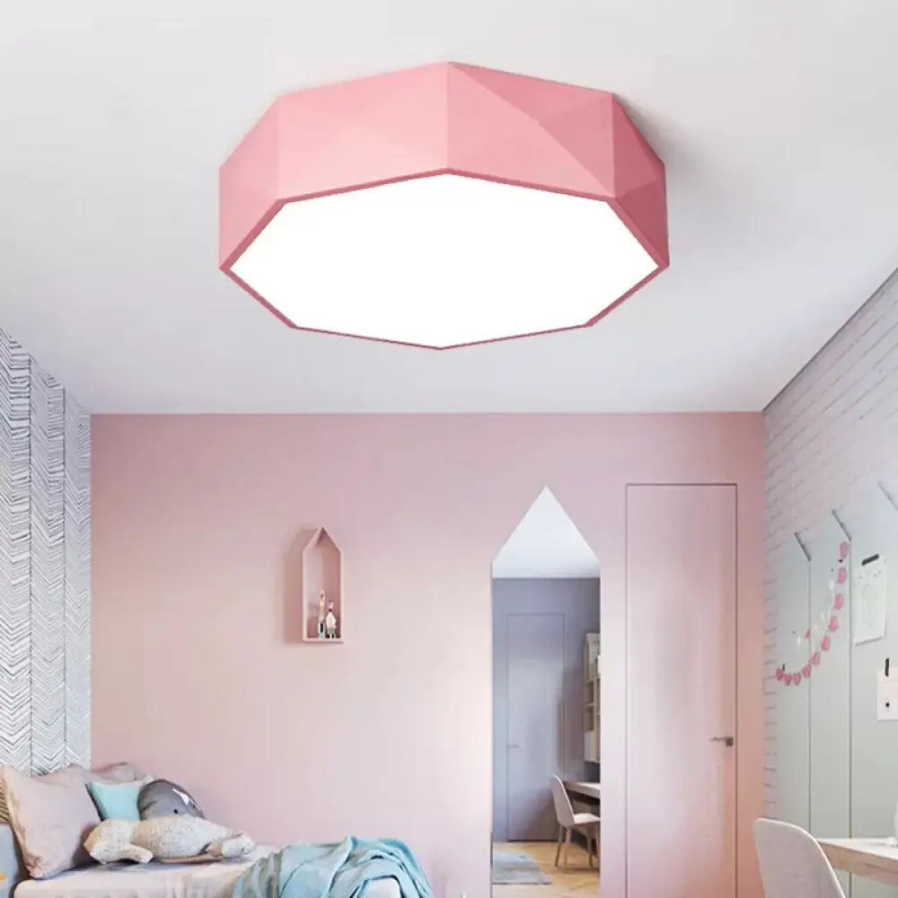 16’/20’ Dia Hexagon Macaron Acrylic Led Flush Mount Light For Girls Bedroom -