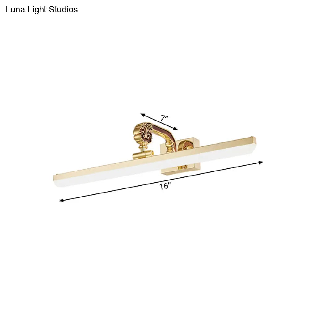 16/21.5 Modern Led Vanity Lighting - Ultra-Thin Golden Metal & Acrylic Wall Mounted Light