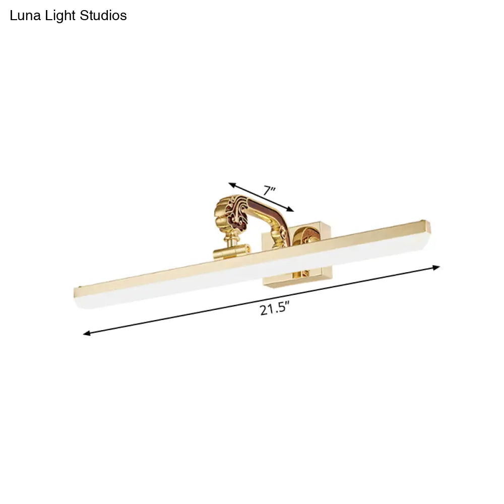 16/21.5 Modern Led Vanity Lighting - Ultra-Thin Golden Metal & Acrylic Wall Mounted Light