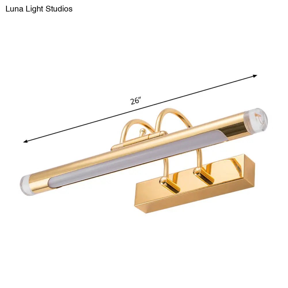 16/21 Cylindrical Vanity Light In Metallic Gold - Modernism Style Led Warm/White Lighting