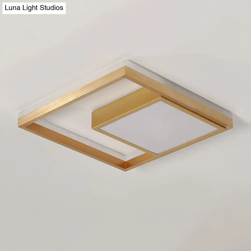 16’/23.5’ Gold Square Ceiling Light - Modern Metal Led Flush Mount In Warm/White