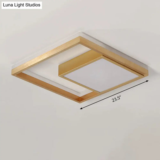 16’/23.5’ Gold Square Ceiling Light - Modern Metal Led Flush Mount In Warm/White