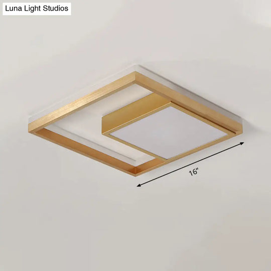 16/23.5 Gold Square Ceiling Light - Modern Metal Led Flush Mount In Warm/White