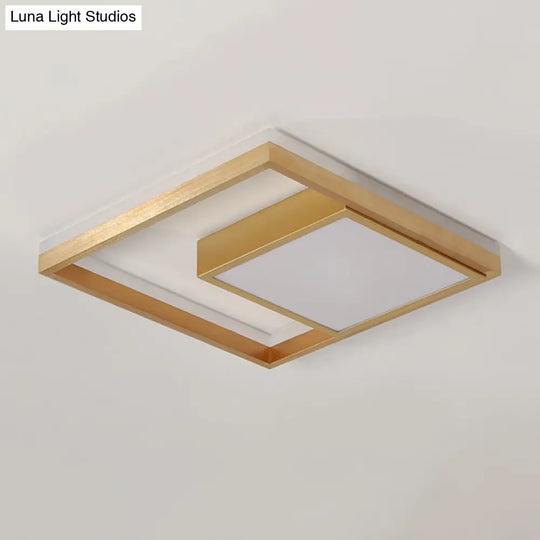 16/23.5 Gold Square Ceiling Light - Modern Metal Led Flush Mount In Warm/White