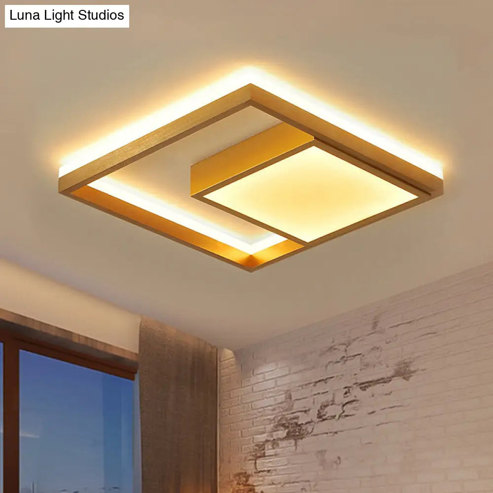 16/23.5 Gold Square Ceiling Light - Modern Metal Led Flush Mount In Warm/White / 16 White