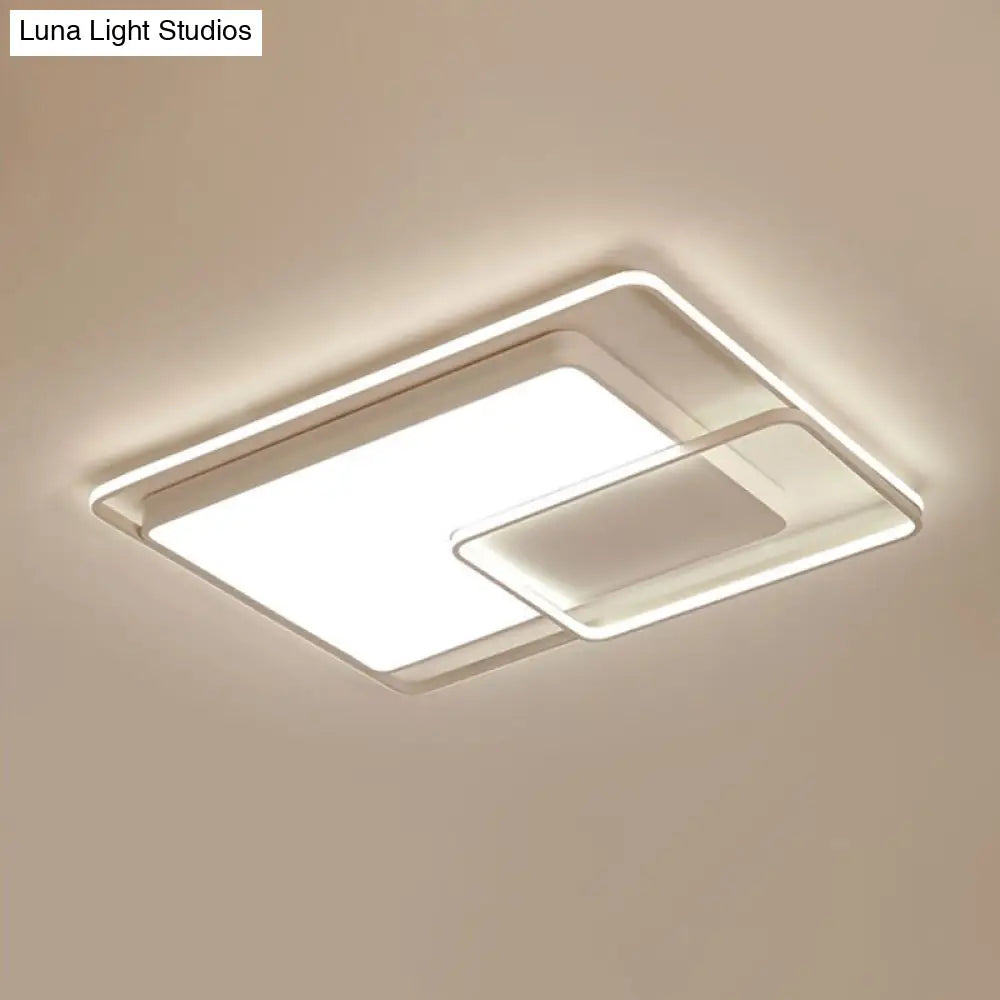 16-35.5 W Modern White Rectangle Ceiling Light With High Penetrated Acrylic Led - Flushmount In